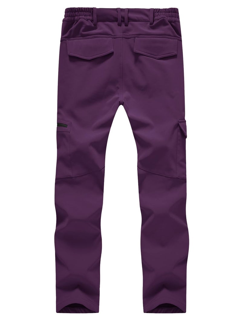 Gopune Women's Waterproof Windproof Fleece Lined Warm Hiking Ski Snow Insulated Pants (Purple,L) - Image 2